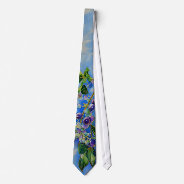 Blaubeere Aquarellmalerei, Blaubeeren Krawatte (Vorderseite)