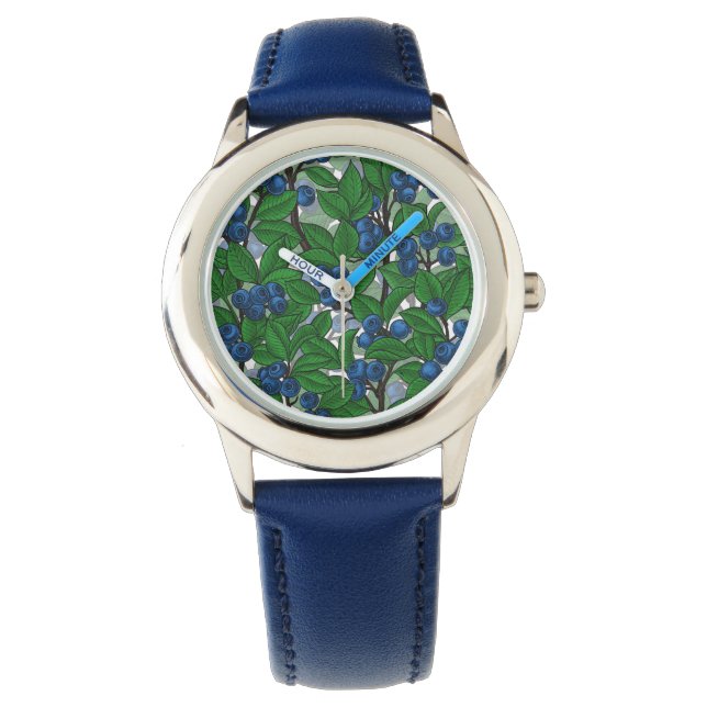 Blaubeere auf weiß armbanduhr (Vorderseite)