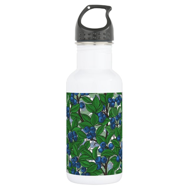 Blaubeere auf weiß edelstahlflasche (Vorderseite)