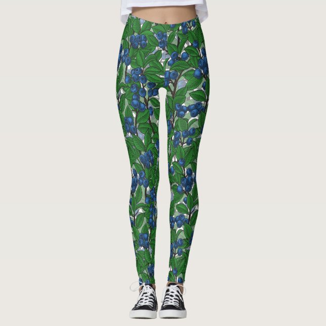 Blaubeere auf weiß leggings (Vorderseite)