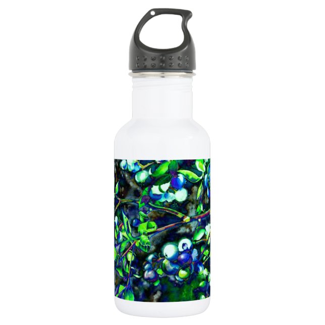 Blaubeere - grüne Farbe Edelstahlflasche (Vorderseite)