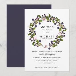 Blaubeere | Moderne botanische Hochzeit Einladung