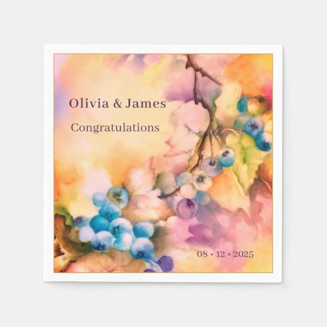 Blaubeere personalizable Napkin — Namen, Ereignis Serviette (Vorderseite)