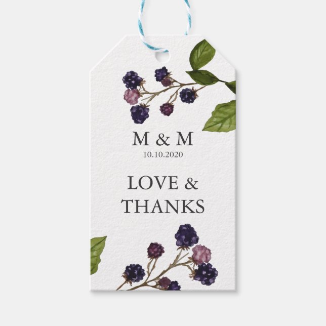 Blaubeere | Wedding Monogram Vielen Dank Geschenkanhänger (Vorderseite)