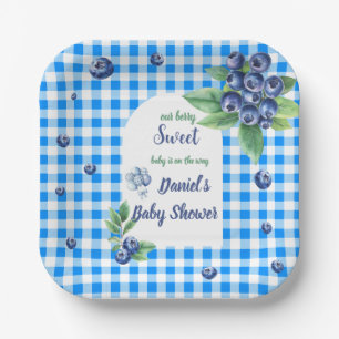 Blaubeereinladung zur Babyparty Pappteller