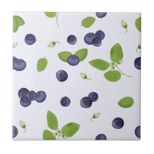 Blaubeeren Aquarell Blaubeerblüten Küche Fliese