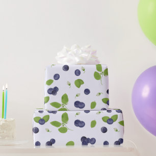 Blaubeeren Aquarell Blaubeerblüten Laub Geschenkpapier