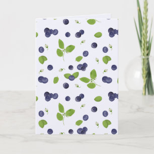 Blaubeeren Aquarell Blaubeerblüten Laub Karte