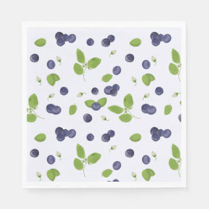 Blaubeeren Aquarell Blaubeerblüten Laub Serviette