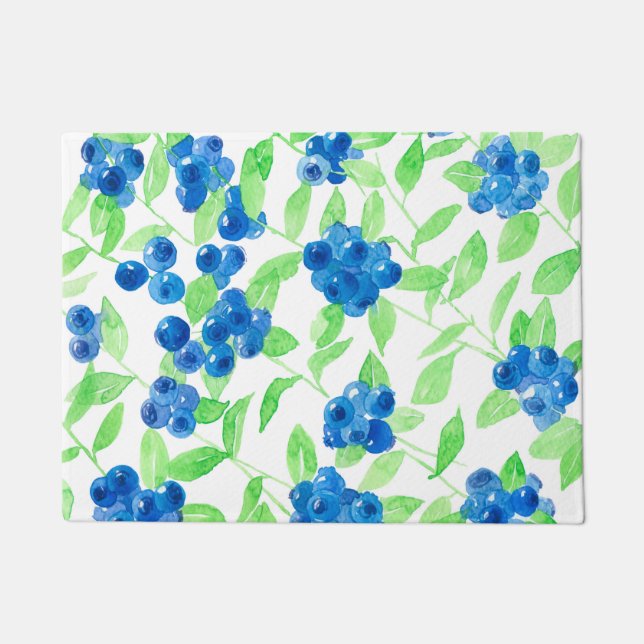 Blaubeeren-Aquarellmuster Fußmatte (Vorderseite)