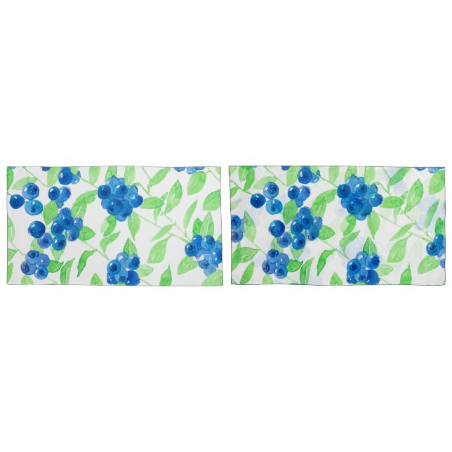 Blaubeeren-Aquarellmuster Kissenbezug (Rückseite-Set)