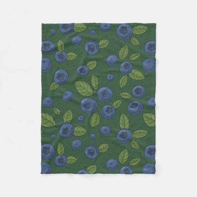 Blaubeeren auf dunkelgrün fleecedecke (Vorderseite)