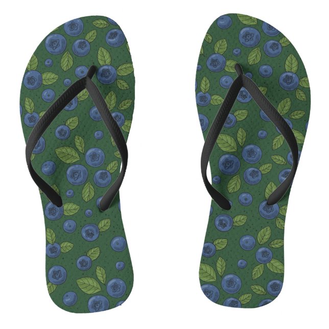 Blaubeeren auf dunkelgrün flip flops (Fußbett)