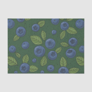 Blaubeeren auf dunkelgrün seidenpapier