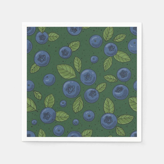 Blaubeeren auf dunkelgrün serviette (Vorderseite)