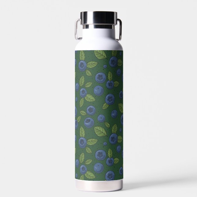 Blaubeeren auf dunkelgrün trinkflasche (Vorne)