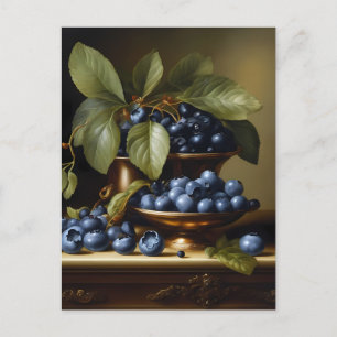 Blaubeeren auf einem Tisch Postkarte
