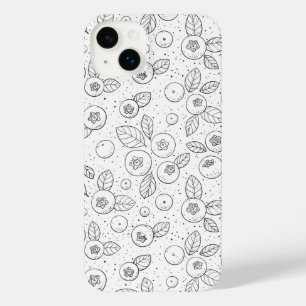 Blaubeeren auf schwarz und weiß iPhone 14 plus hülle