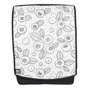 Blaubeeren auf schwarz und weiß rucksack