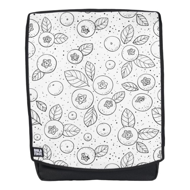 Blaubeeren auf schwarz und weiß rucksack (Vorderseite)