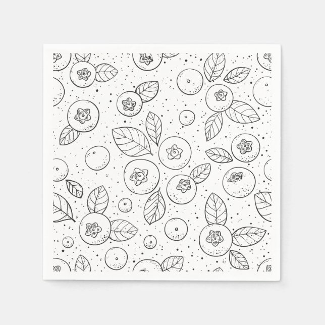 Blaubeeren auf schwarz und weiß serviette (Vorderseite)