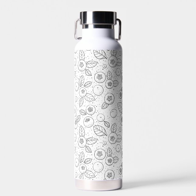 Blaubeeren auf schwarz und weiß trinkflasche (Vorne)
