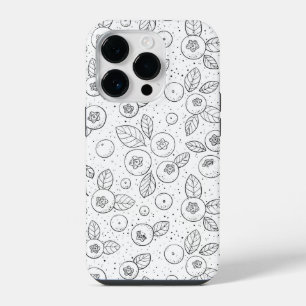 Blaubeeren auf Schwarz-Weiß iPhone 14 Pro Hülle