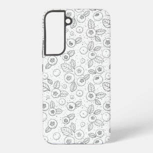 Blaubeeren auf Schwarz-Weiß Samsung Galaxy Hülle