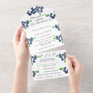 Blaubeeren Beeren Frucht Elegante Rustikale Hochze All In One Einladung