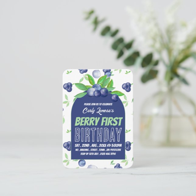 Blaubeeren, Berry First Birthday Handout Tickets (Stehend Vorderseite)