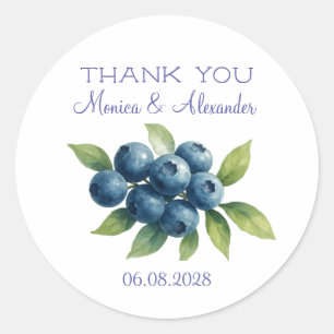 Blaubeeren Blaubeer Früchte Hochzeit Danke  Runder Aufkleber