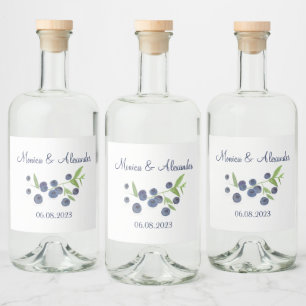 Blaubeeren Blaubeeren Früchte Sommerhochzeit Alkoholflaschenetikett