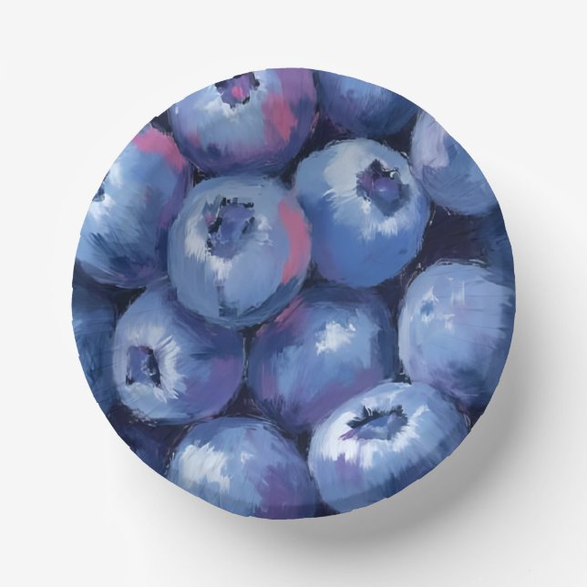 Blaubeeren | Frucht Aquarell Gemalt Pappteller (Vorderseite)