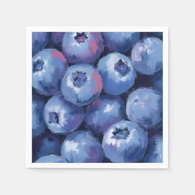 Blaubeeren | Frucht Aquarell Gemalt Serviette (Vorderseite)