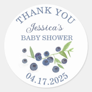 Blaubeeren Frucht Aquarell Rustikale Babyparty Runder Aufkleber