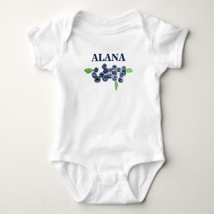 Blaubeeren Früchte Aquarell Essen Name Baby Strampler