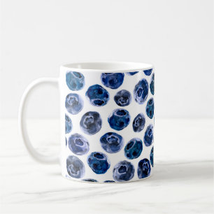 Blaubeeren: illustrierte Wasserfarbe. Kaffeetasse