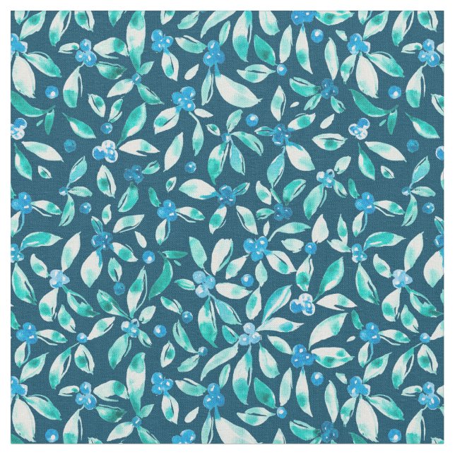 Blaubeeren im aquamarinen Hintergrund Stoff (Nahaufnahme)