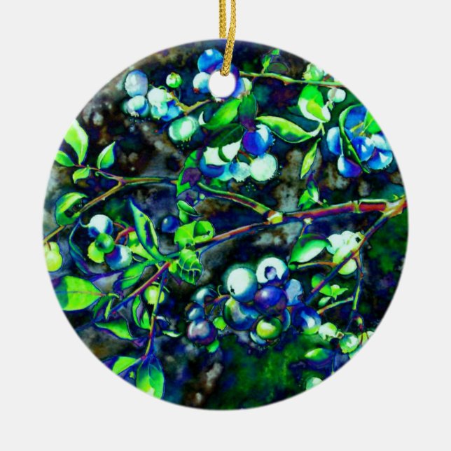 Blaubeeren Keramik Ornament (Vorne)
