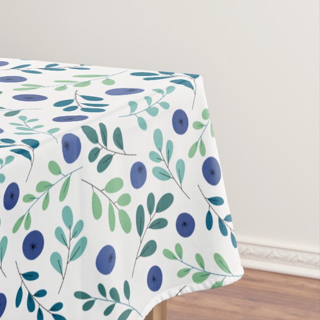Blaubeeren mit Muster für grüne Blätter Tischdecke (Beispiel)