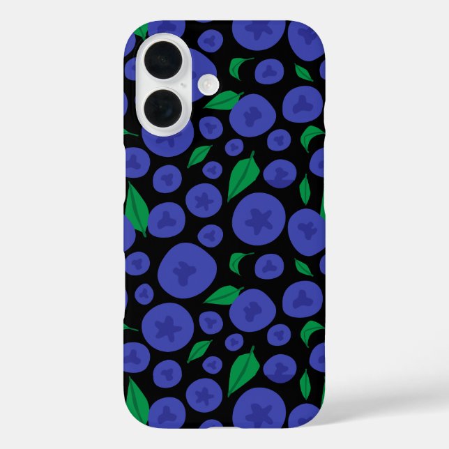 Blaubeeren Nahtloses Muster iPhone 16 Hülle (Rückseite)