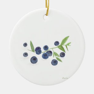 Blaubeeren Obst Küche Wasserfarbe Lebensmittel lil Keramik Ornament