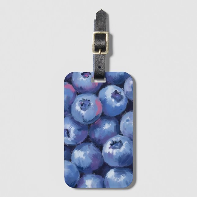 Blaubeeren | Obst Wasserfarbe Gemalt Gepäckanhänger (Vorderseite Vertikal)