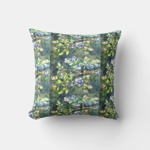 Blaubeeren, romantische Früchte Aquarellmalerei Kissen