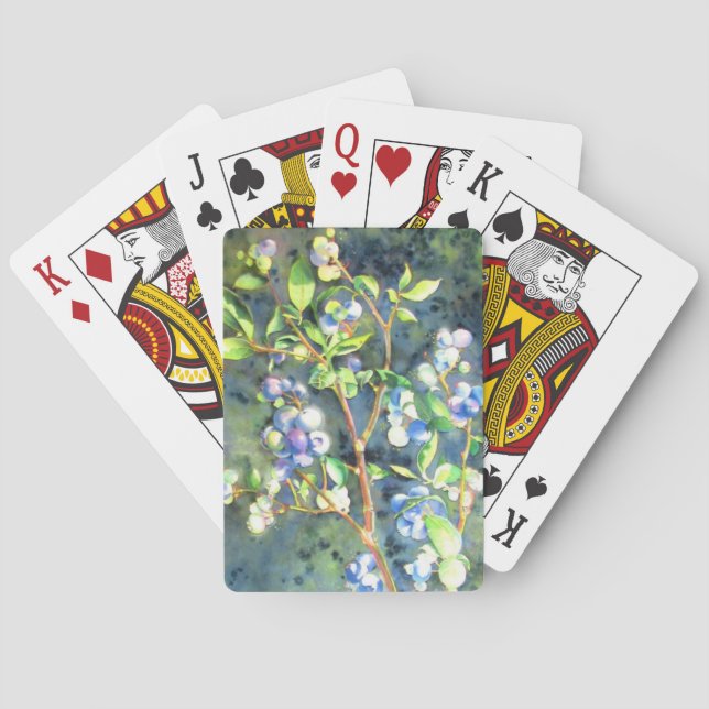 Blaubeeren, romantische Früchte Aquarellmalerei Spielkarten (Rückseite)