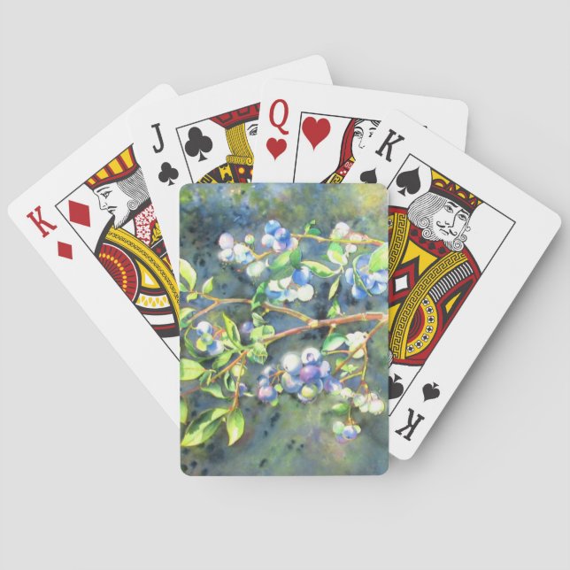 Blaubeeren, romantische Früchte Aquarellmalerei Spielkarten (Rückseite)