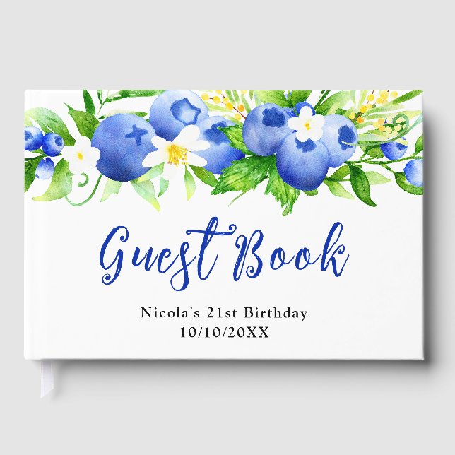 Blaubeeren- und Blätter-Geburtstag Gästebuch (Vorderseite)
