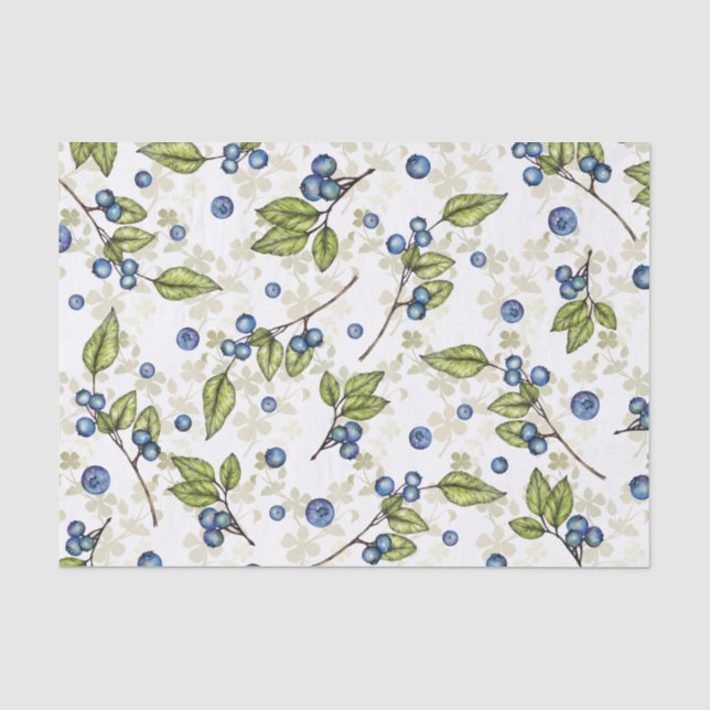 Blaubeeren und Blüten  Seidenpapier (Vorderseite)