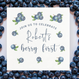 Blaubeeren-Wasserfarben-Party 1. Geburtstag Serviette