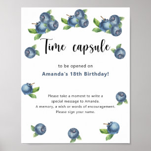 Blaubeeren Zeitkapsel 1. Geburtstag Poster